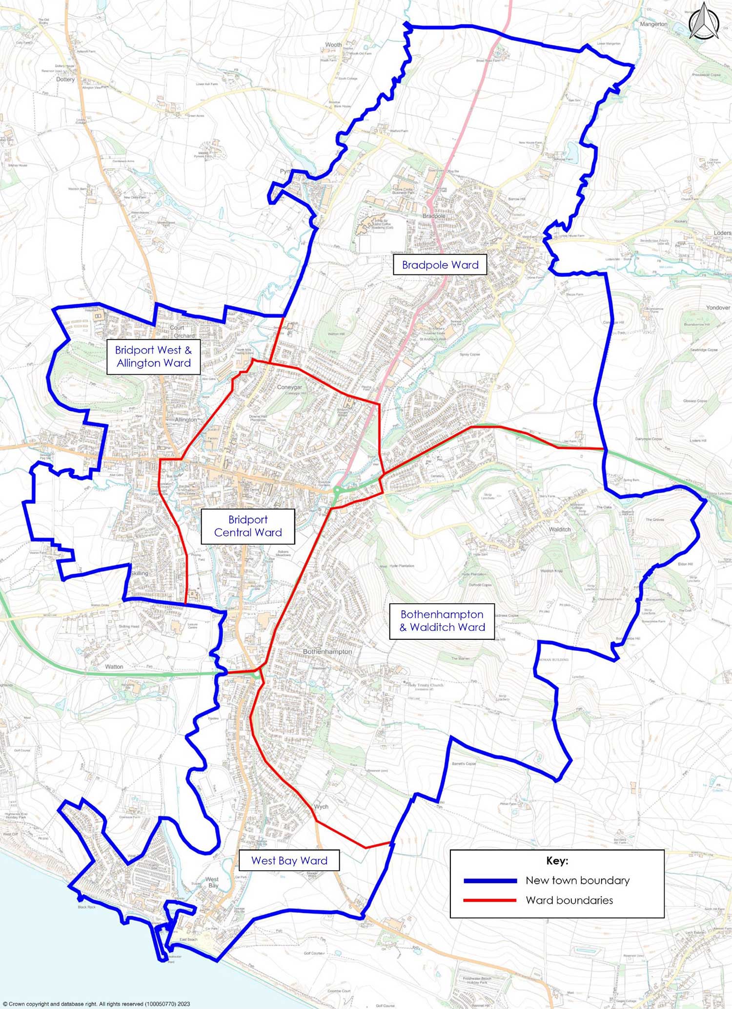 Bridport Council wards map